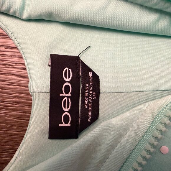 bebe Mint Rhinestone Zip-Front Bodycon Dress – Size Small, Made in USA - Picture 5 of 7